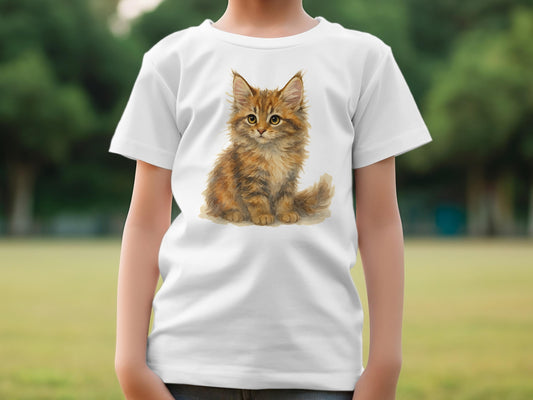 Adorable Kitten Print on White T-Shirt product type