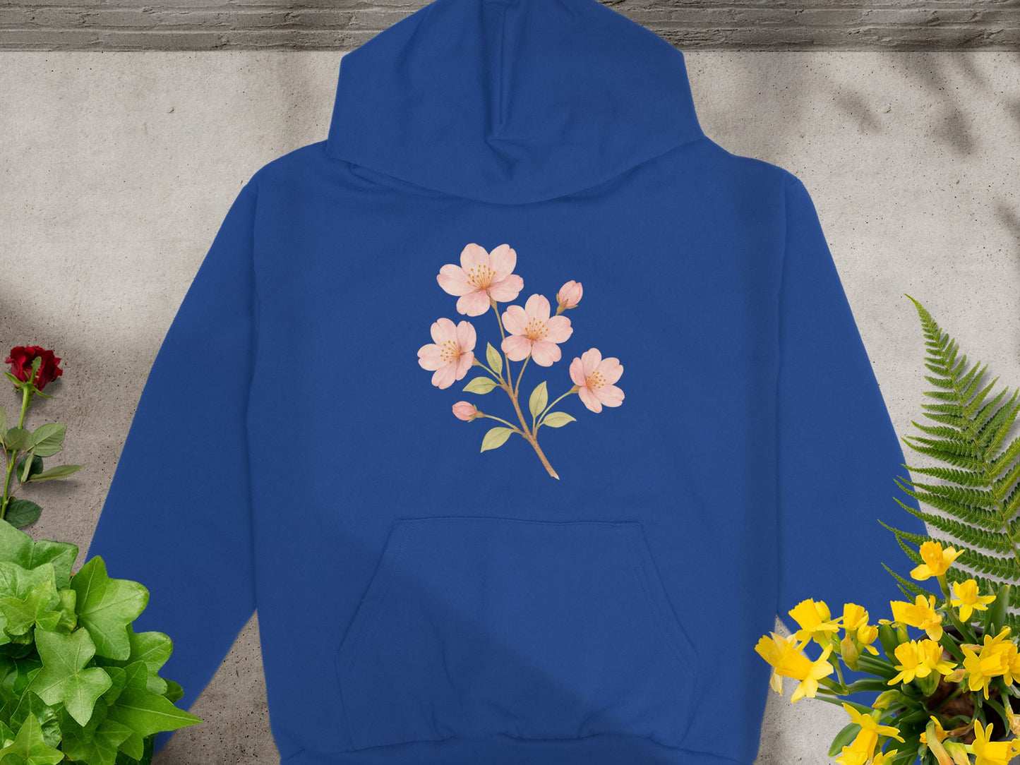 Beautiful Blue Hoodie with Cherry Blossom Design product