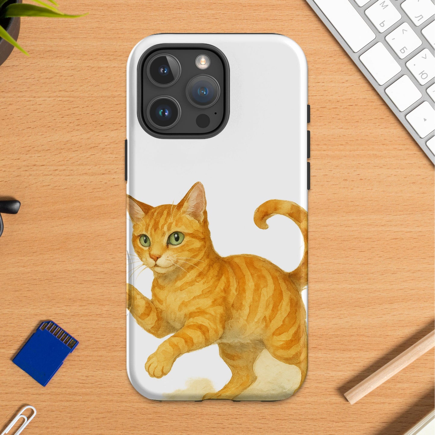 Orange Tabby Cat on White Background Phone Case product