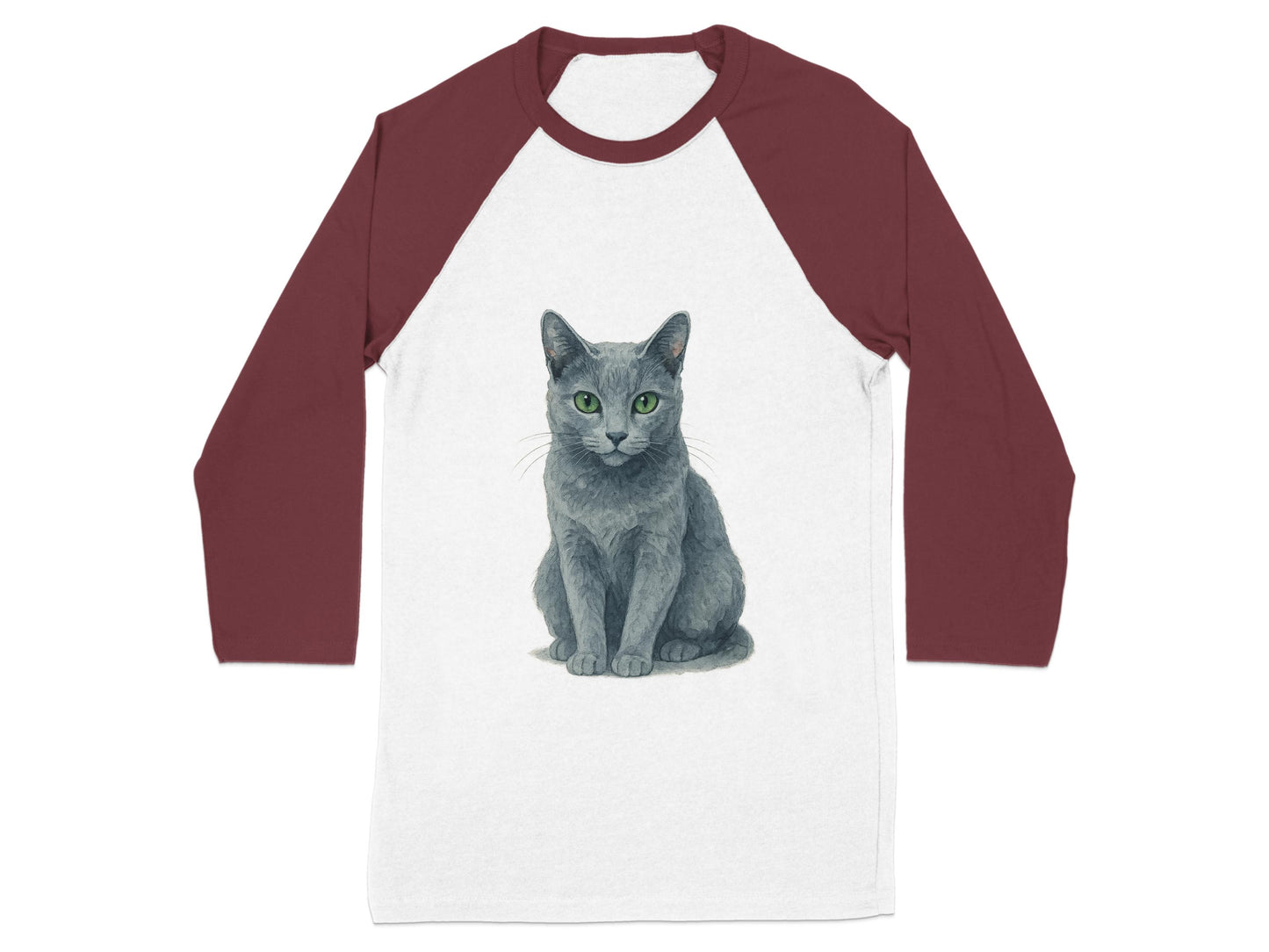 Gray Cat Baseball Tee with Burgundy Sleeves product type