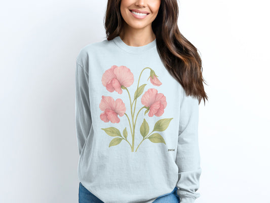 Beautiful Pink Floral Design Long Sleeve Shirt product