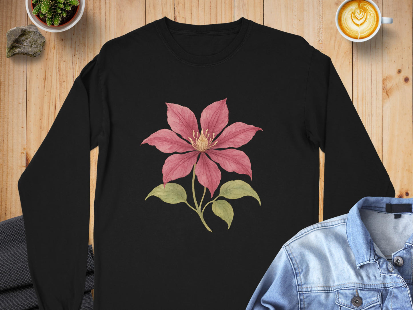 Floral Long Sleeve with Pink Clematis Design product
