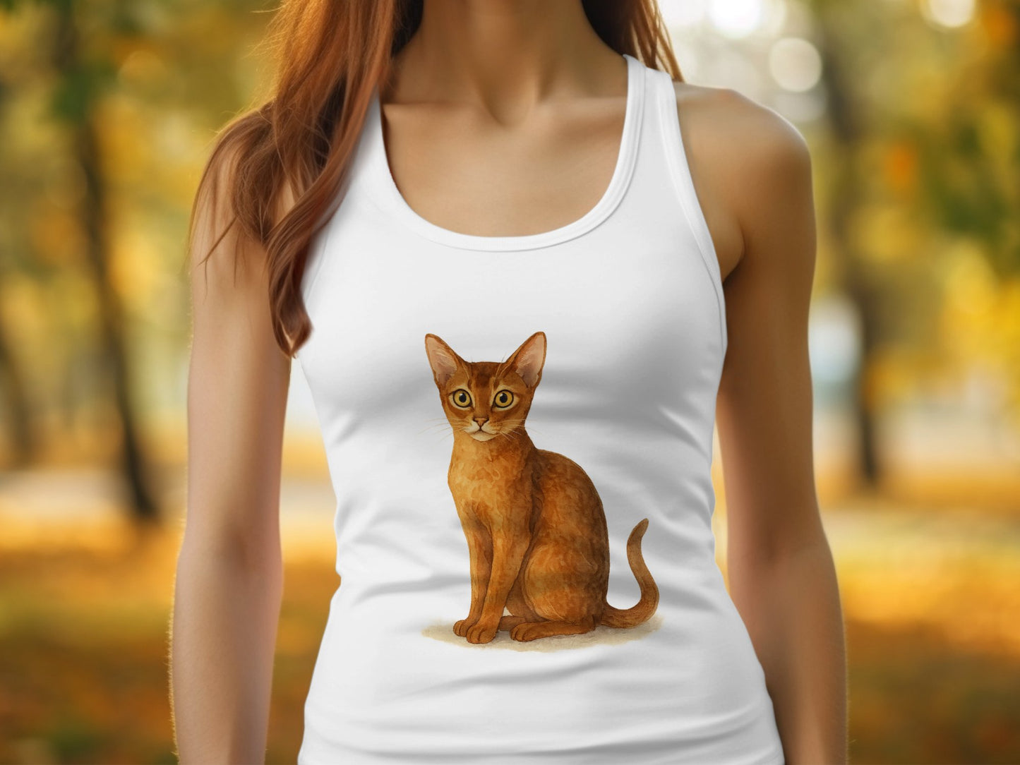 Cute Illustration of a Cat on a Ladies Tank Top product type