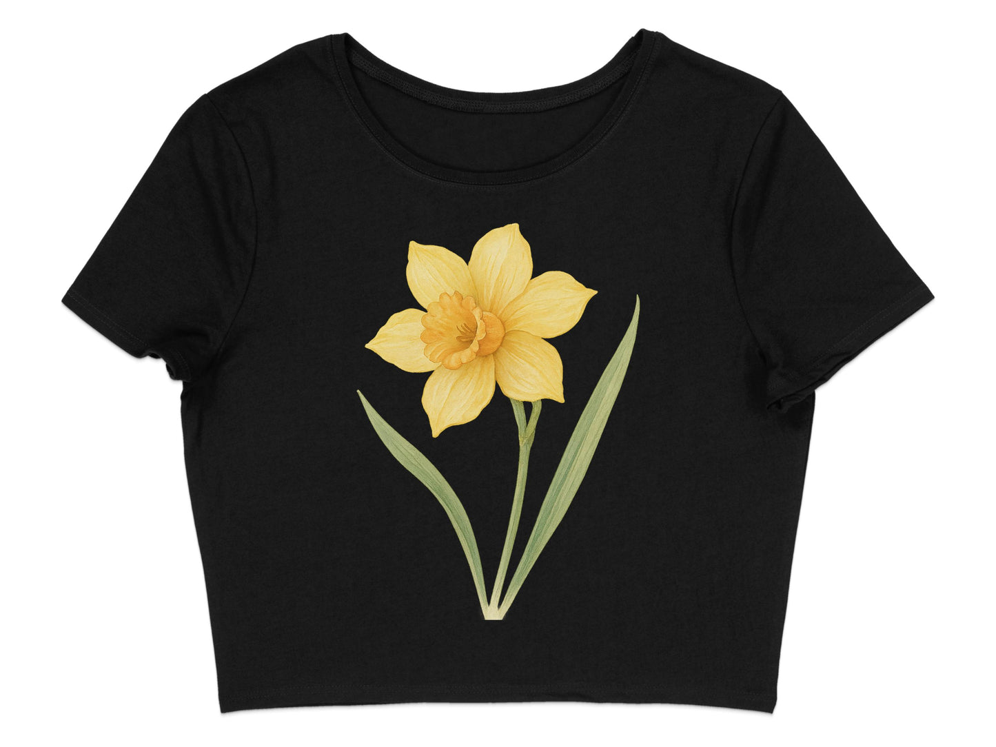 Beautiful Floral Graphic Print Black Crop Top product type
