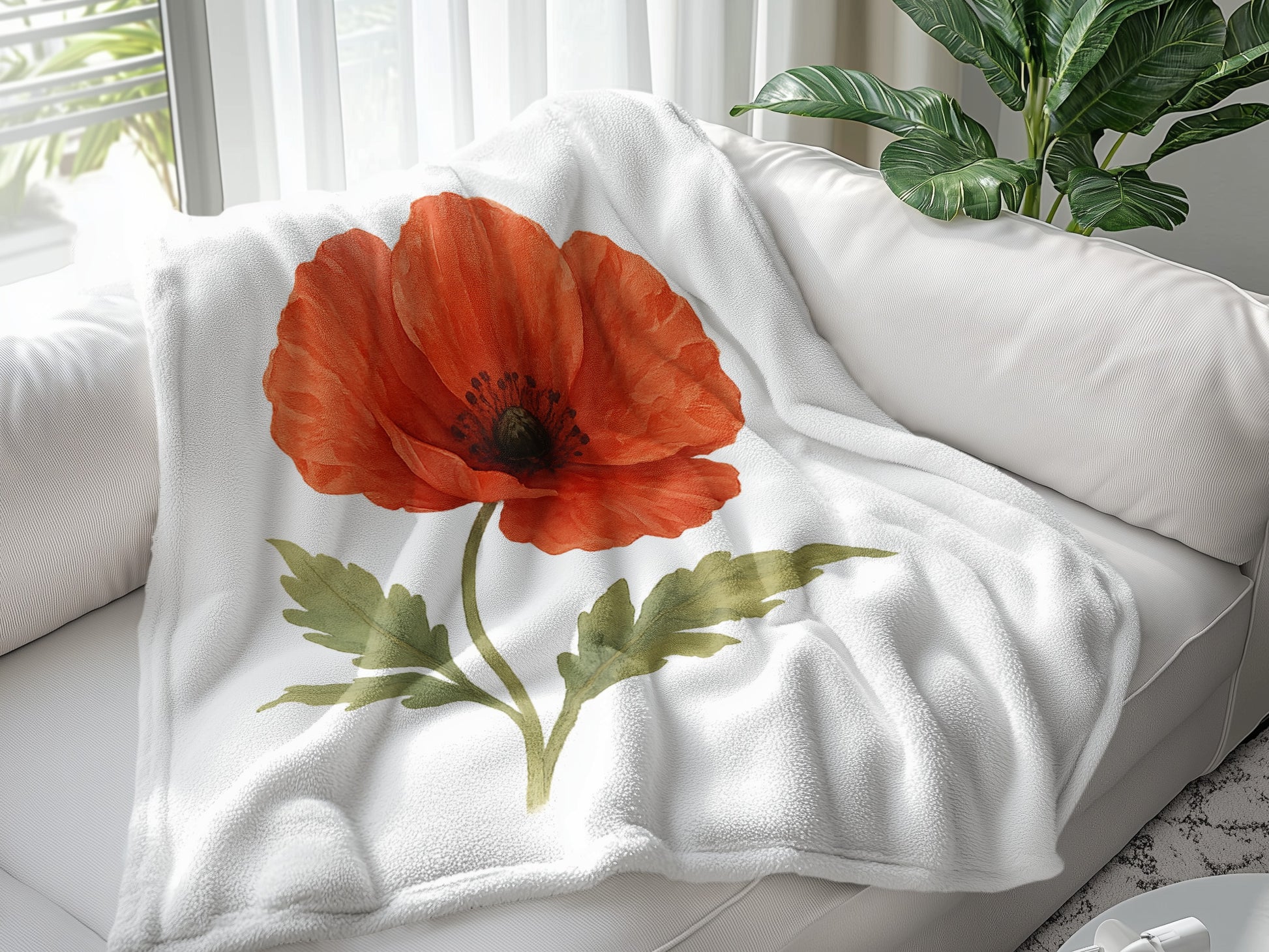 Floral Print Cozy Poppy Throw Blanket product