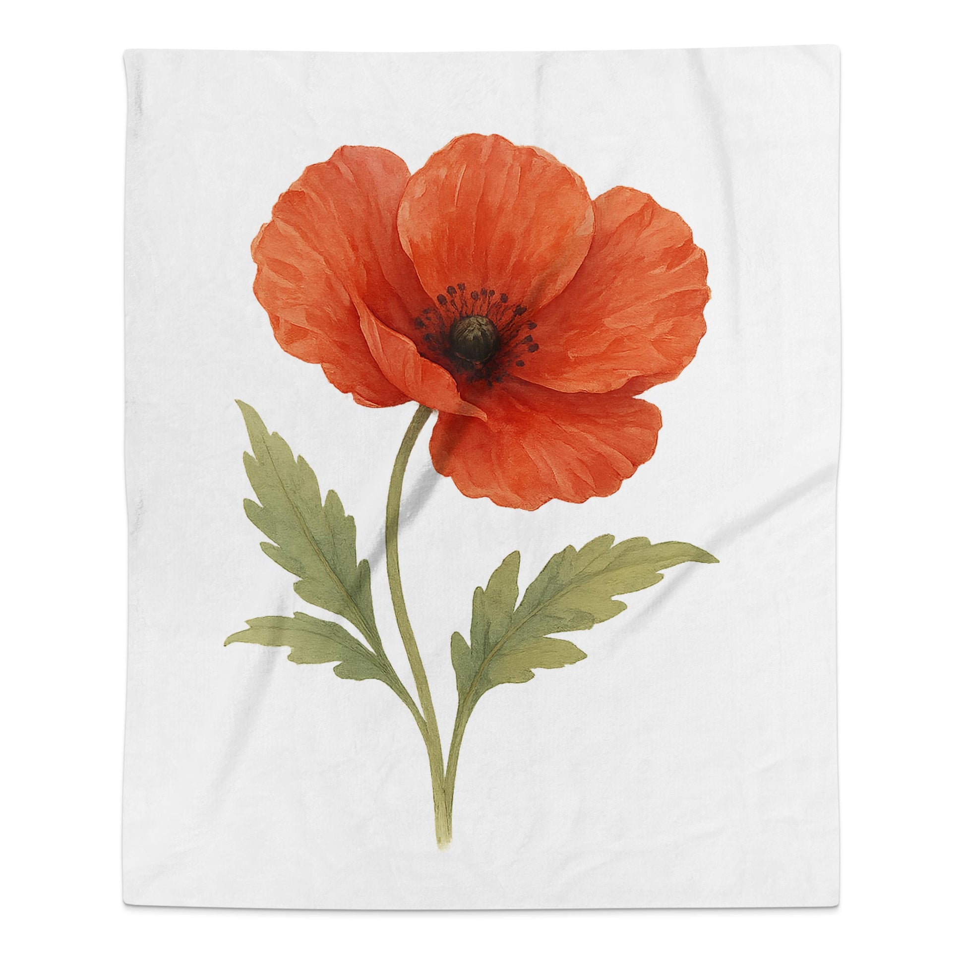 Red Flower with Green Leaves Decorative Bedding product