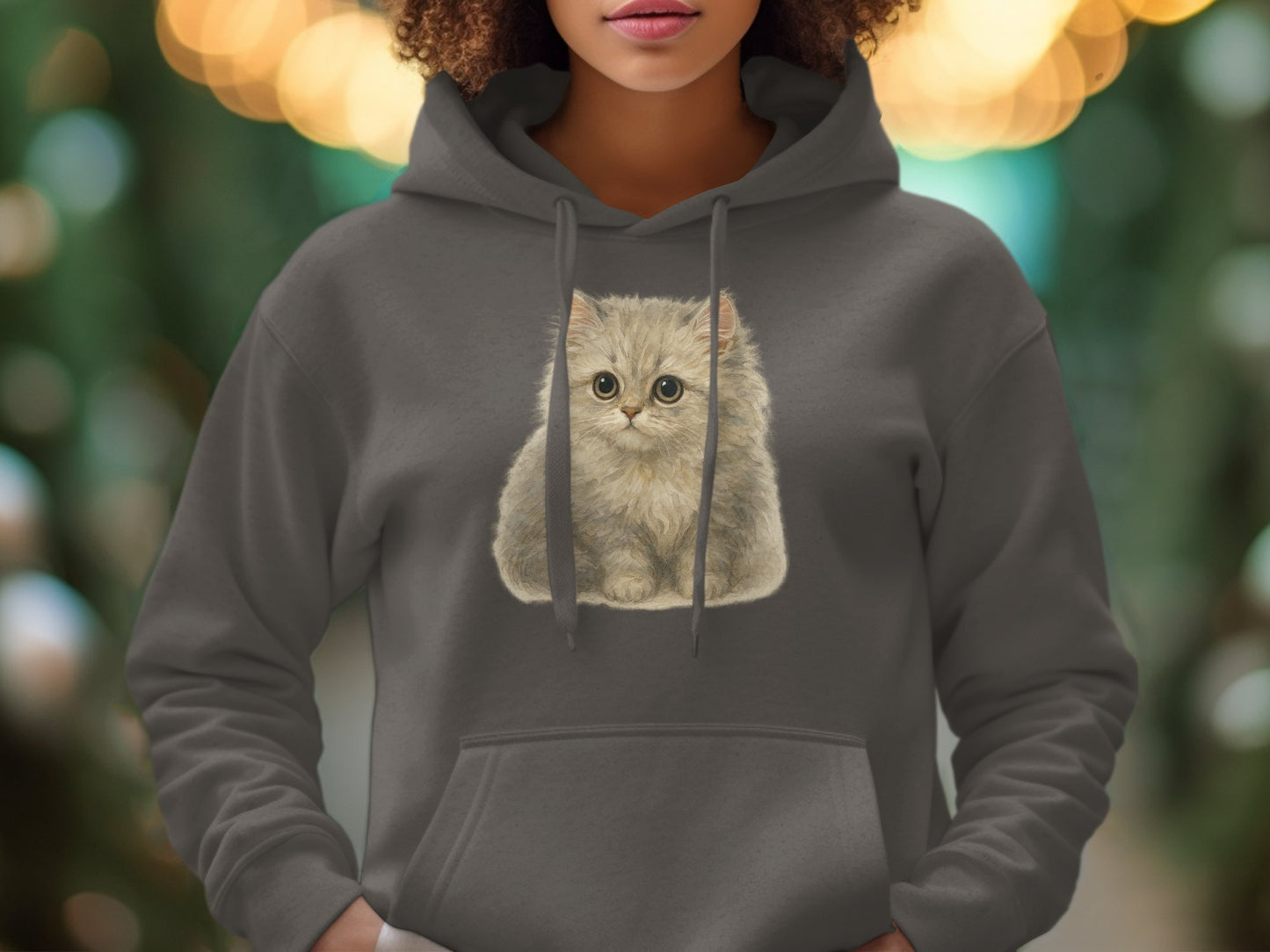 Cute Fluffy Kitten Printed Cozy Hooded Sweatshirt product