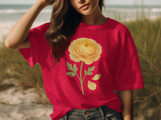 Bright Floral Graphic Design on Casual Tee Shirt product