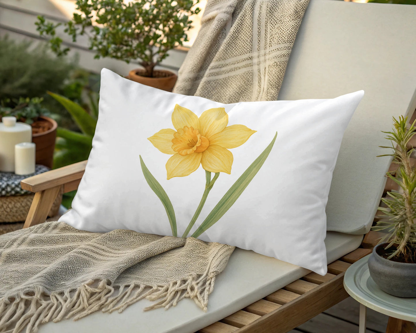 Beautiful Yellow Daffodil Artwork on Comfortable Pillow product type