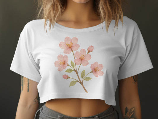Floral Print Crop Top with Pink Blossom Design product