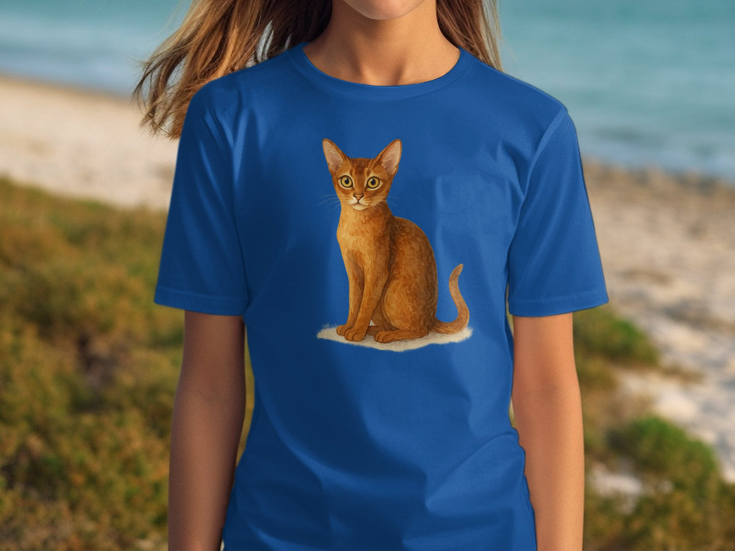 Detailed Cat Illustration on Blue Casual product type
