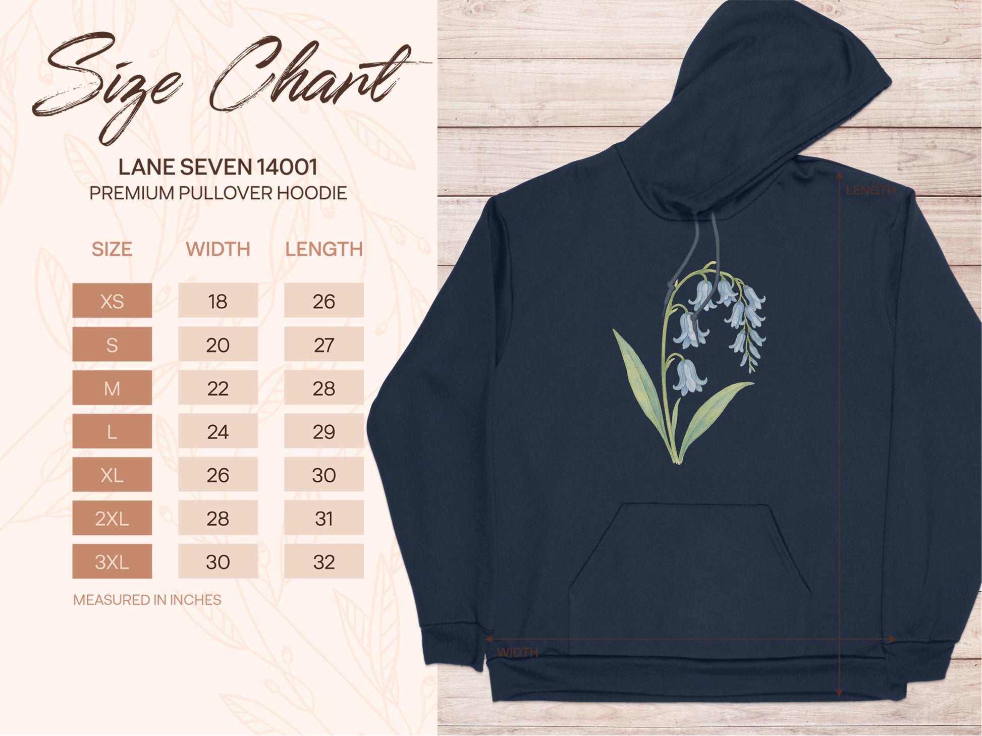 Elegant Blue Floral Design Premium Pullover Hoodie product