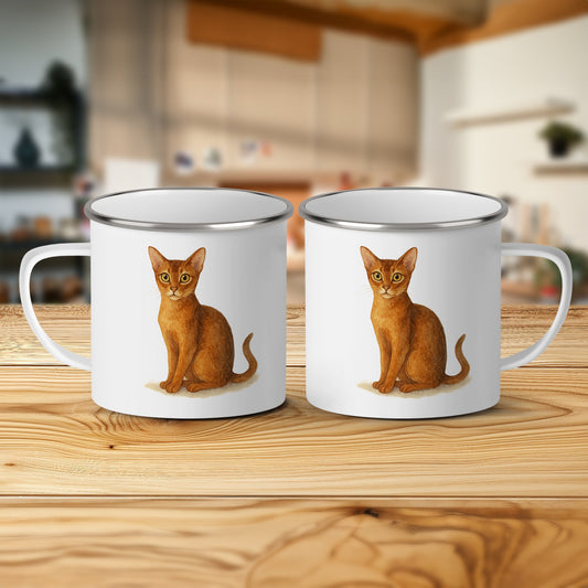 Cute Cat Design Enamel Coffee Mug Set product