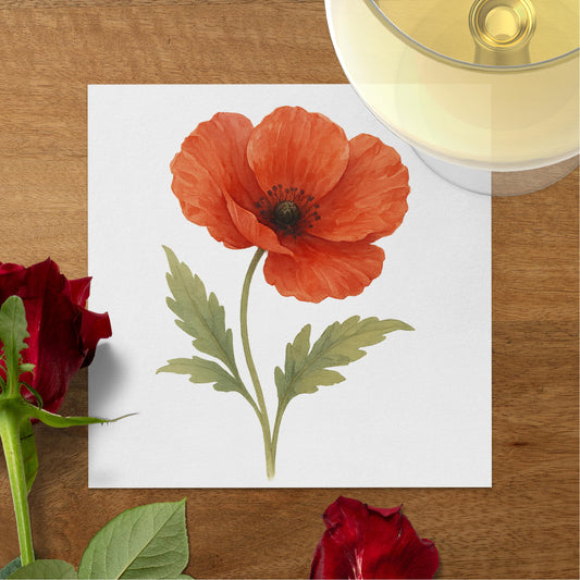 Beautiful Red Flower Artwork with Green Leaves product