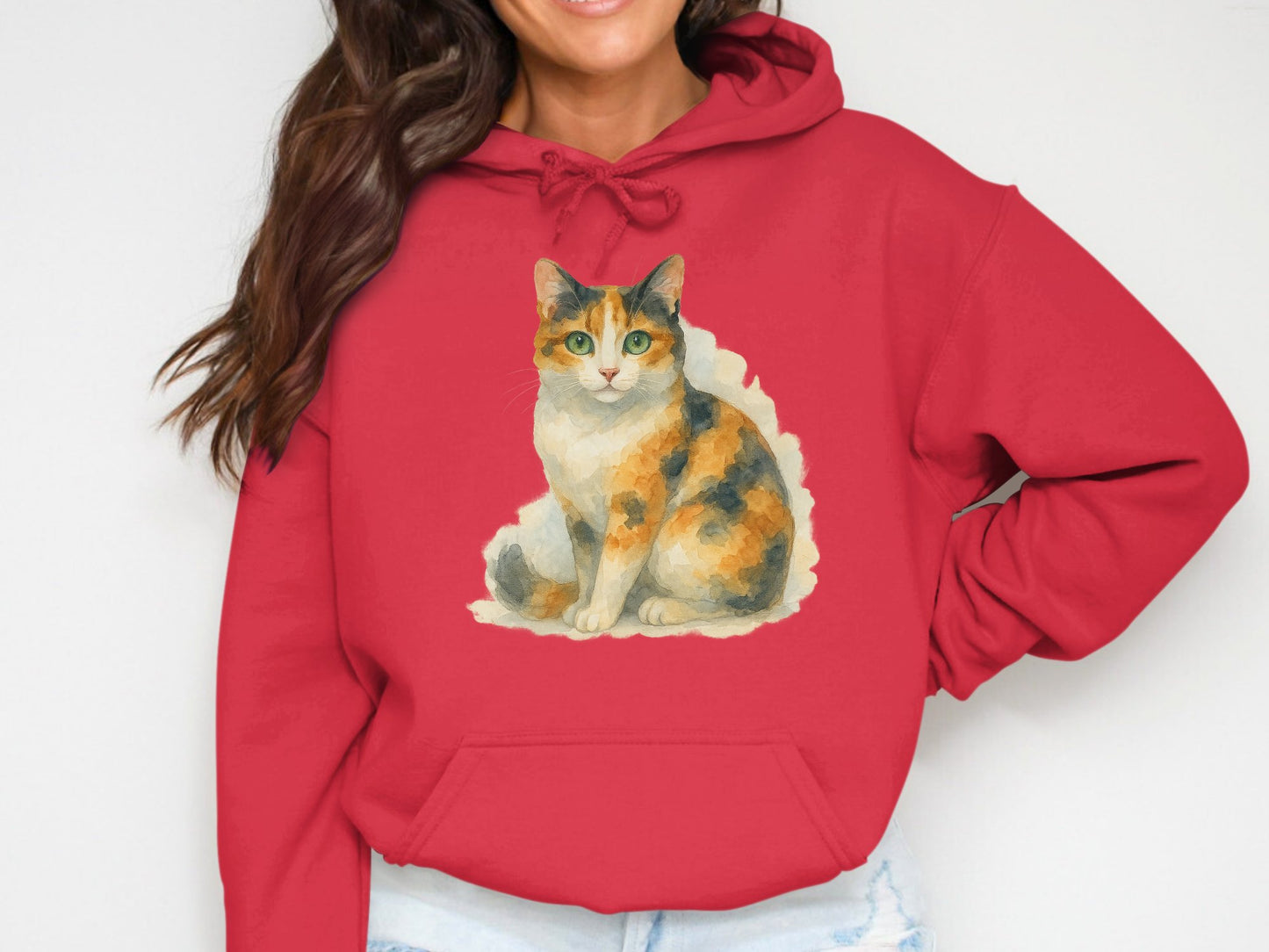 Stylish Red Hoodie Featuring Cute Cat Design product