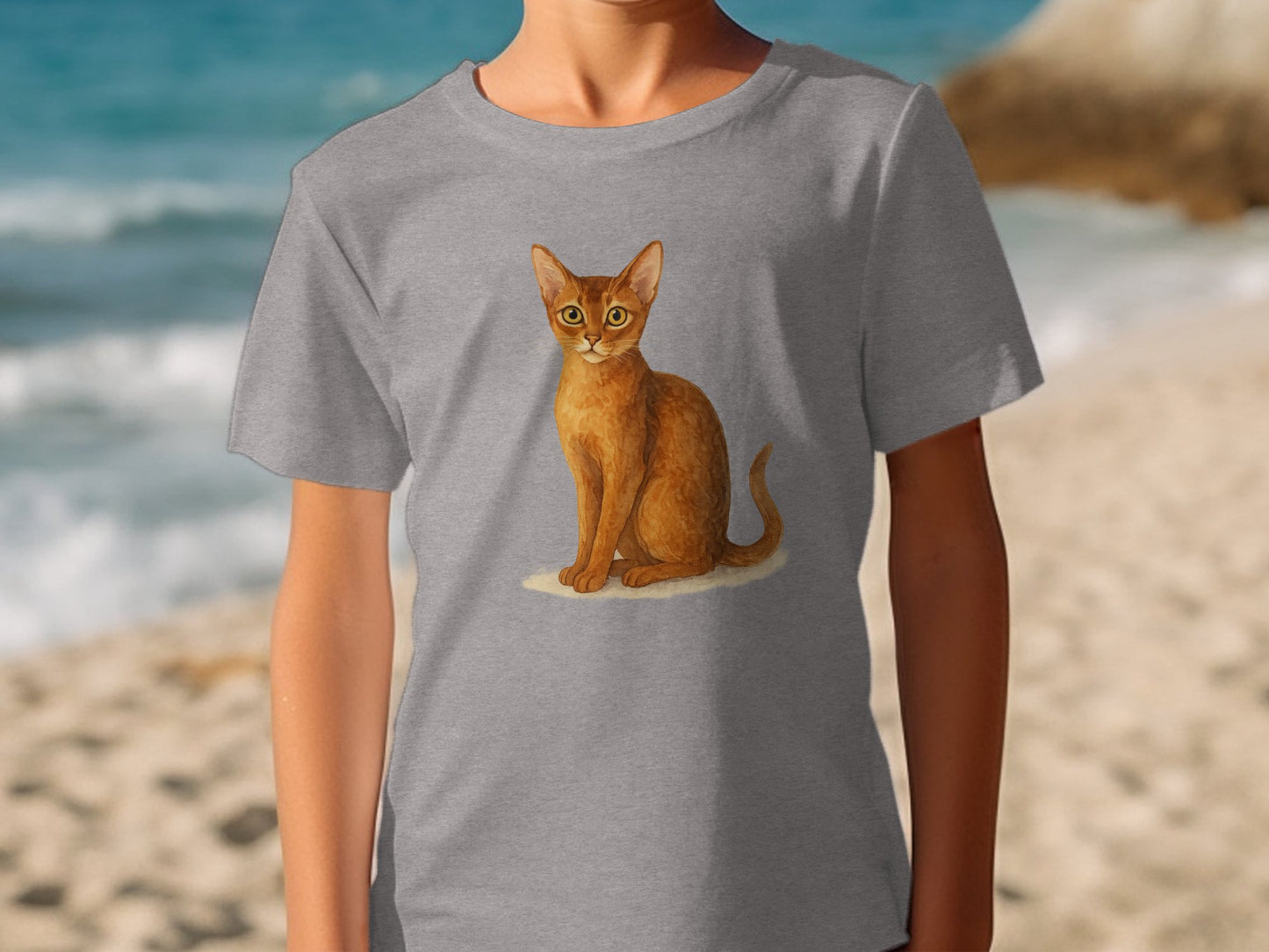 Cat Illustration on Grey T-Shirt product