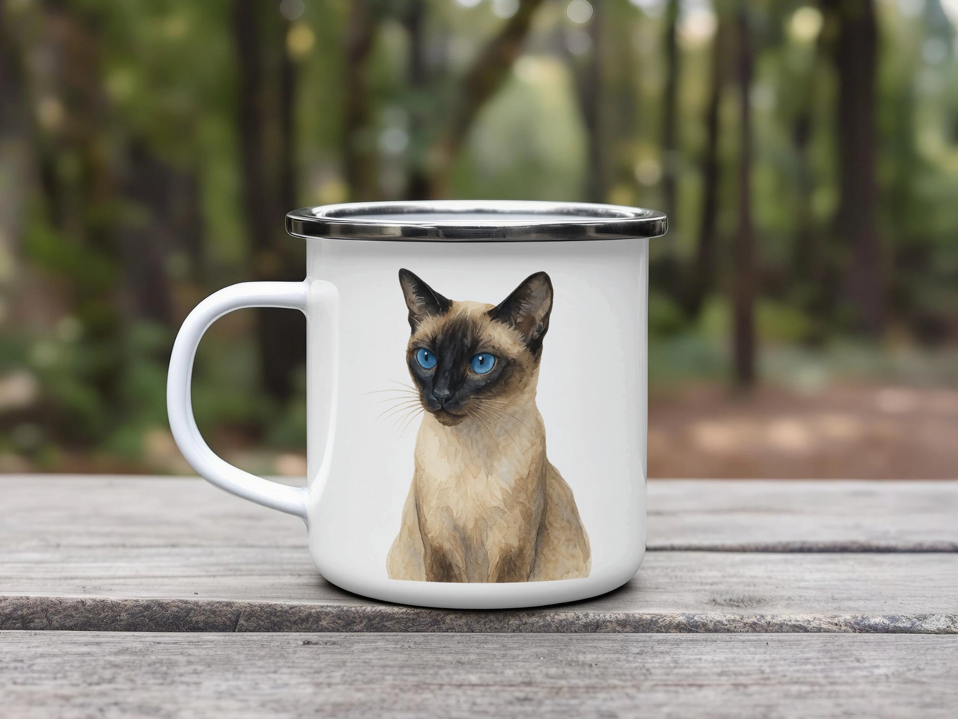 Beautiful Blue-eyed Cat Enamel Mug product