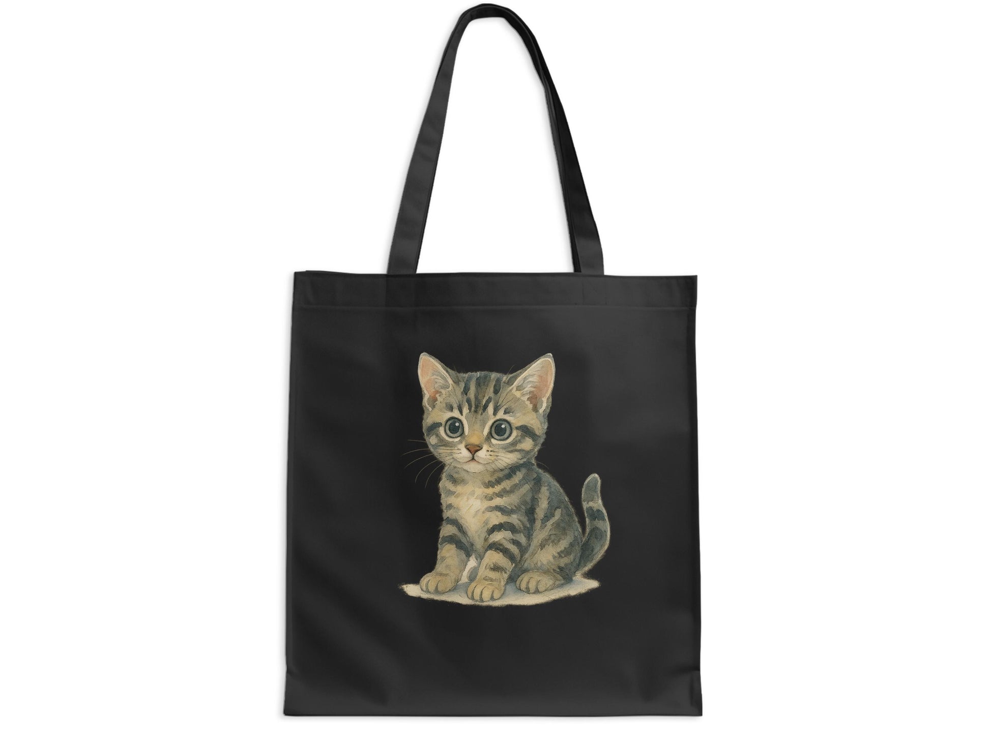 Adorable Kitten Printed Design Black Tote Bag product