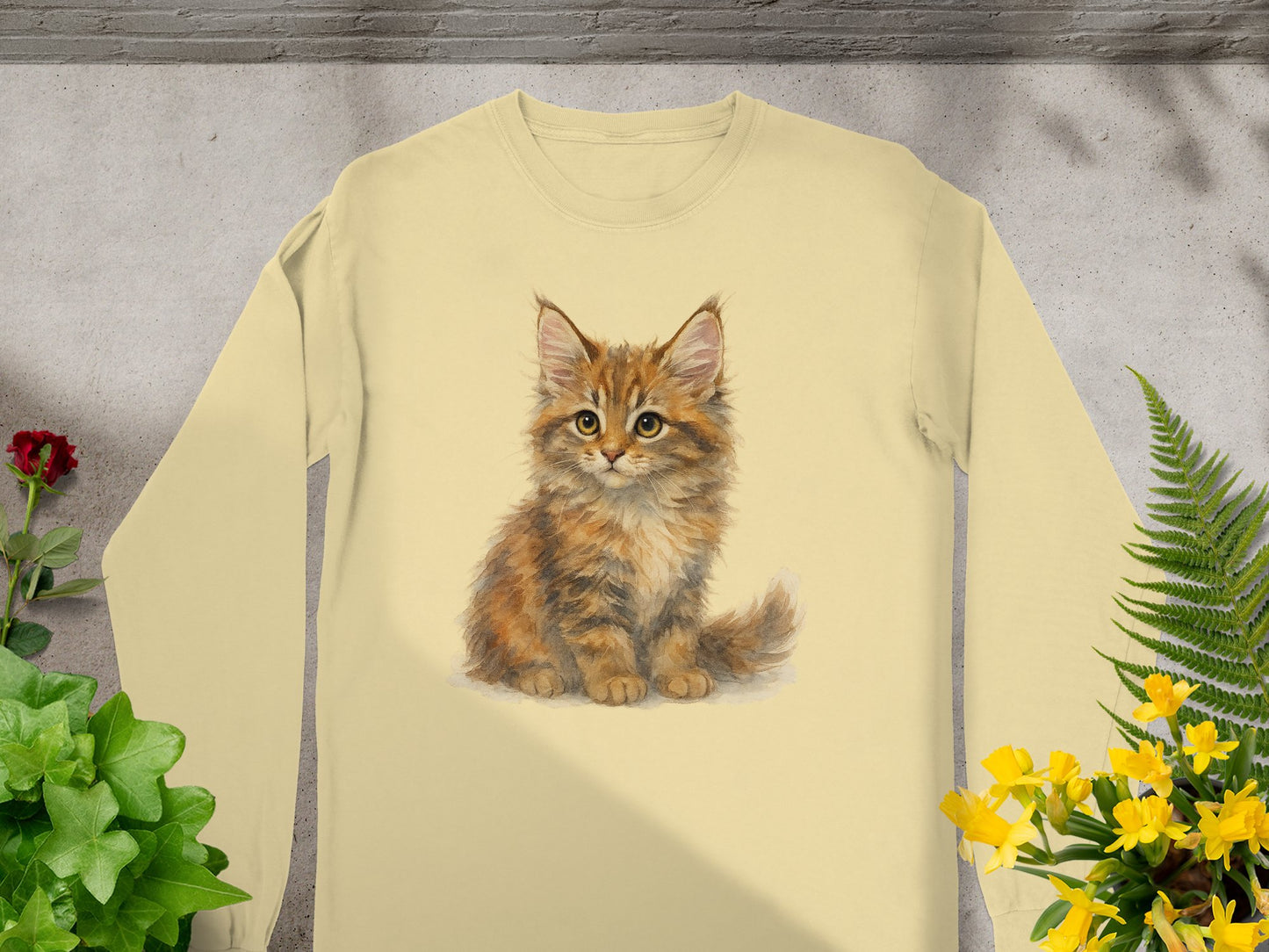 Adorable Kitten Print Long Sleeve Shirt product