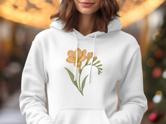 Elegant Floral Design White Hoodie product type