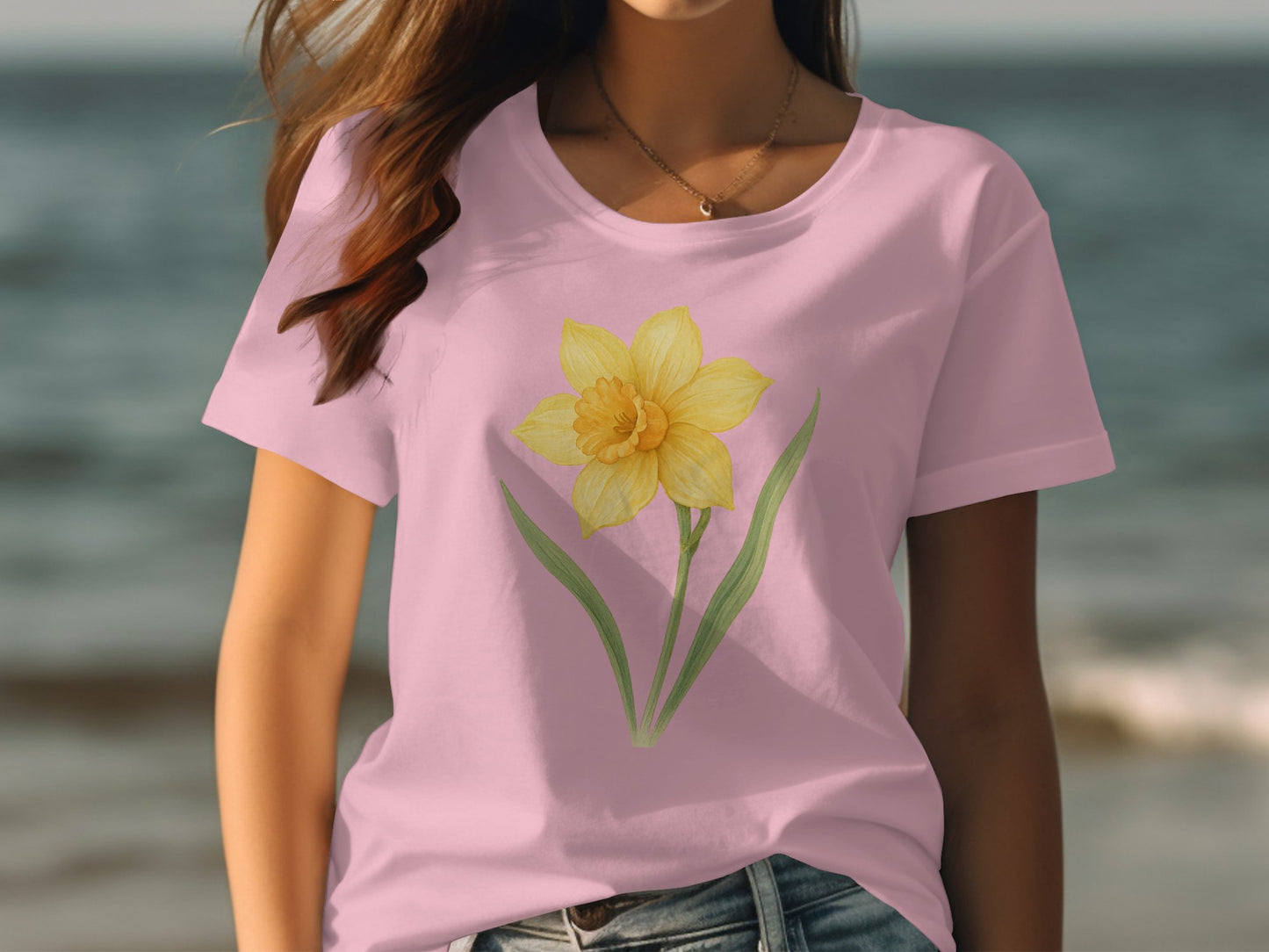 Beautiful Pink Shirt with Yellow Flower Graphic product type