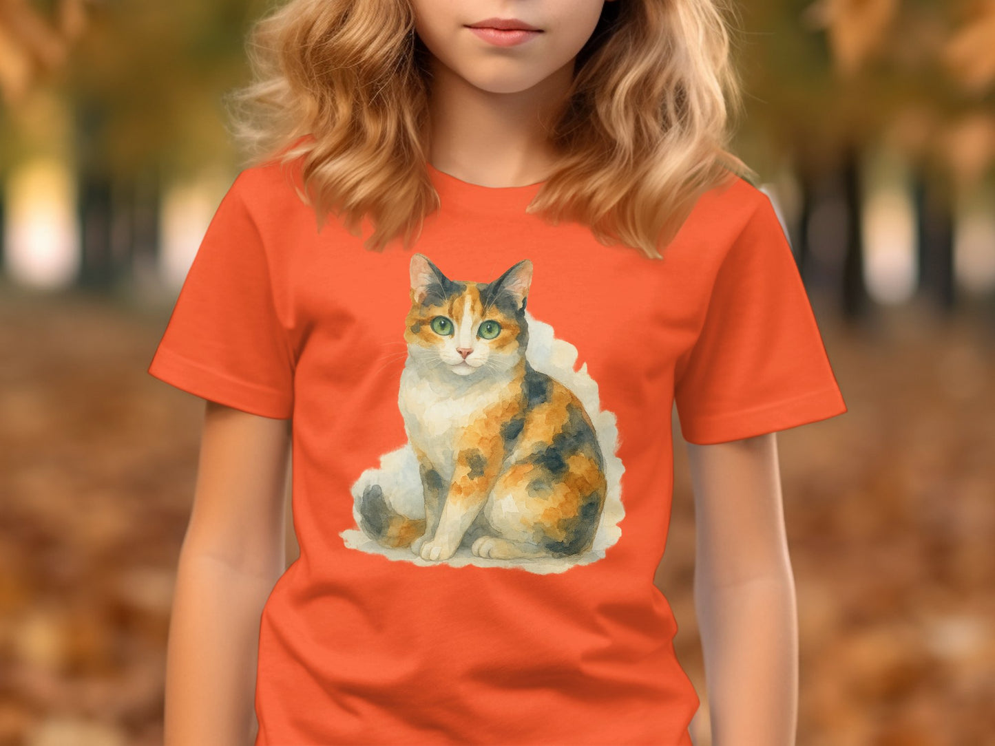 Calico Cat Illustration on Orange Background product type