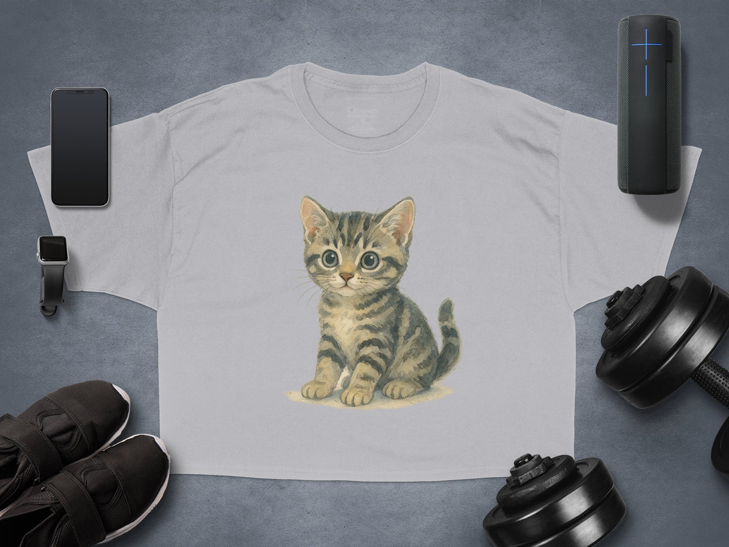 Cute Kitten Illustration on Casual Wear Product Type