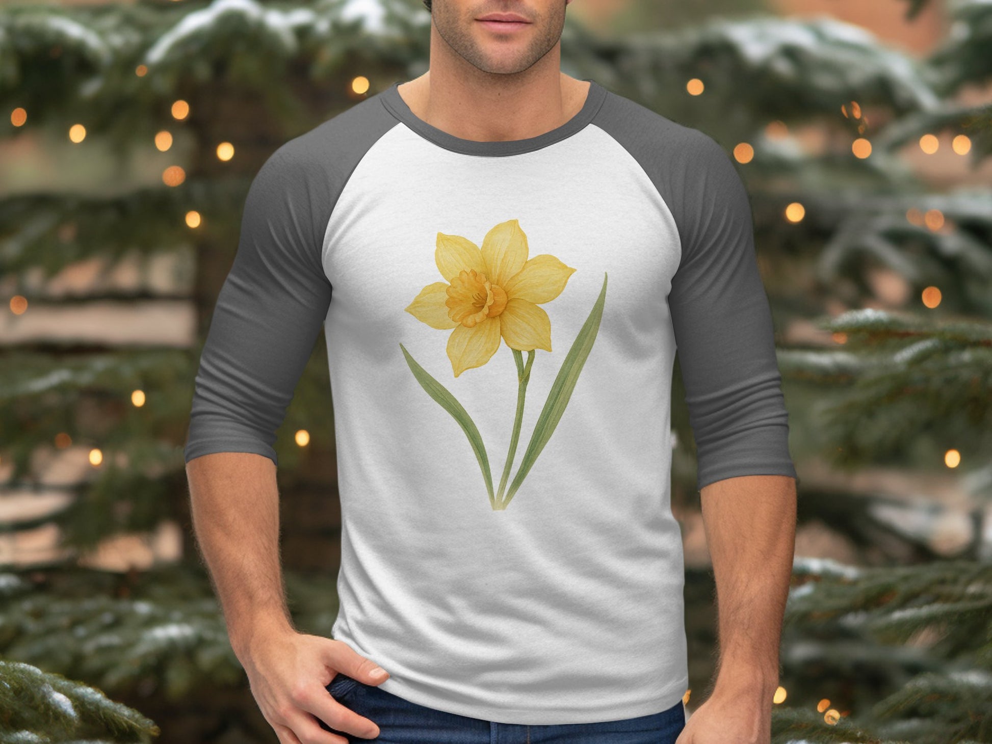 Beautiful Yellow Daffodil Print Baseball Tee shirt product