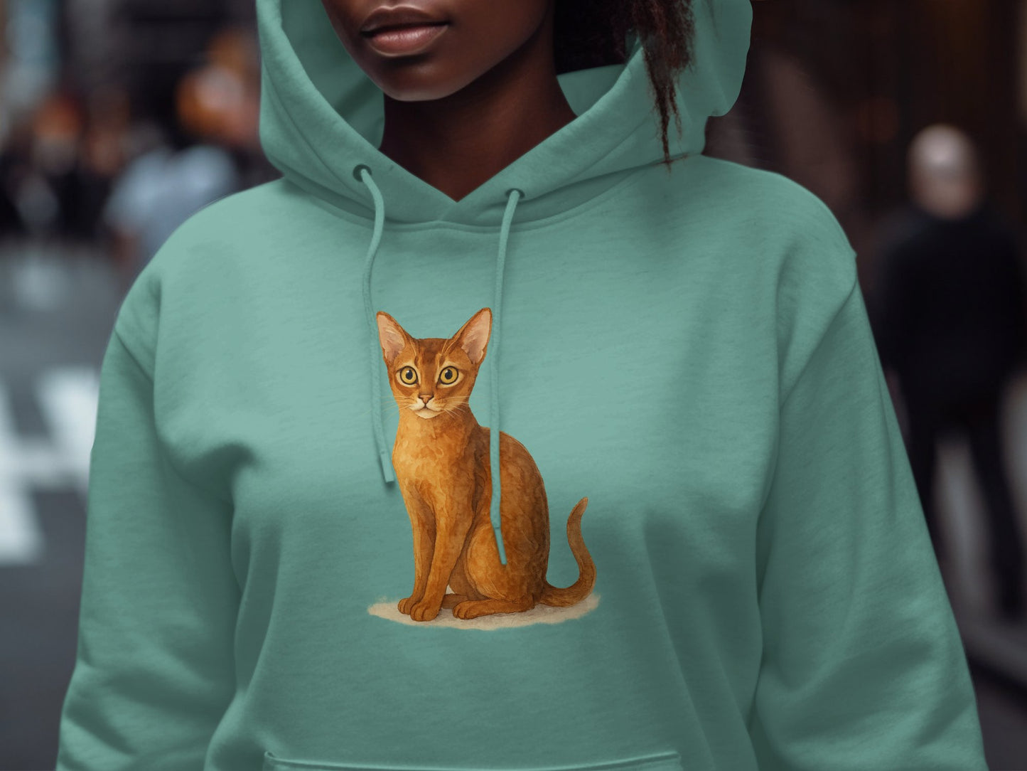 Cute Cat Design on Mint Green Hoodie product type
