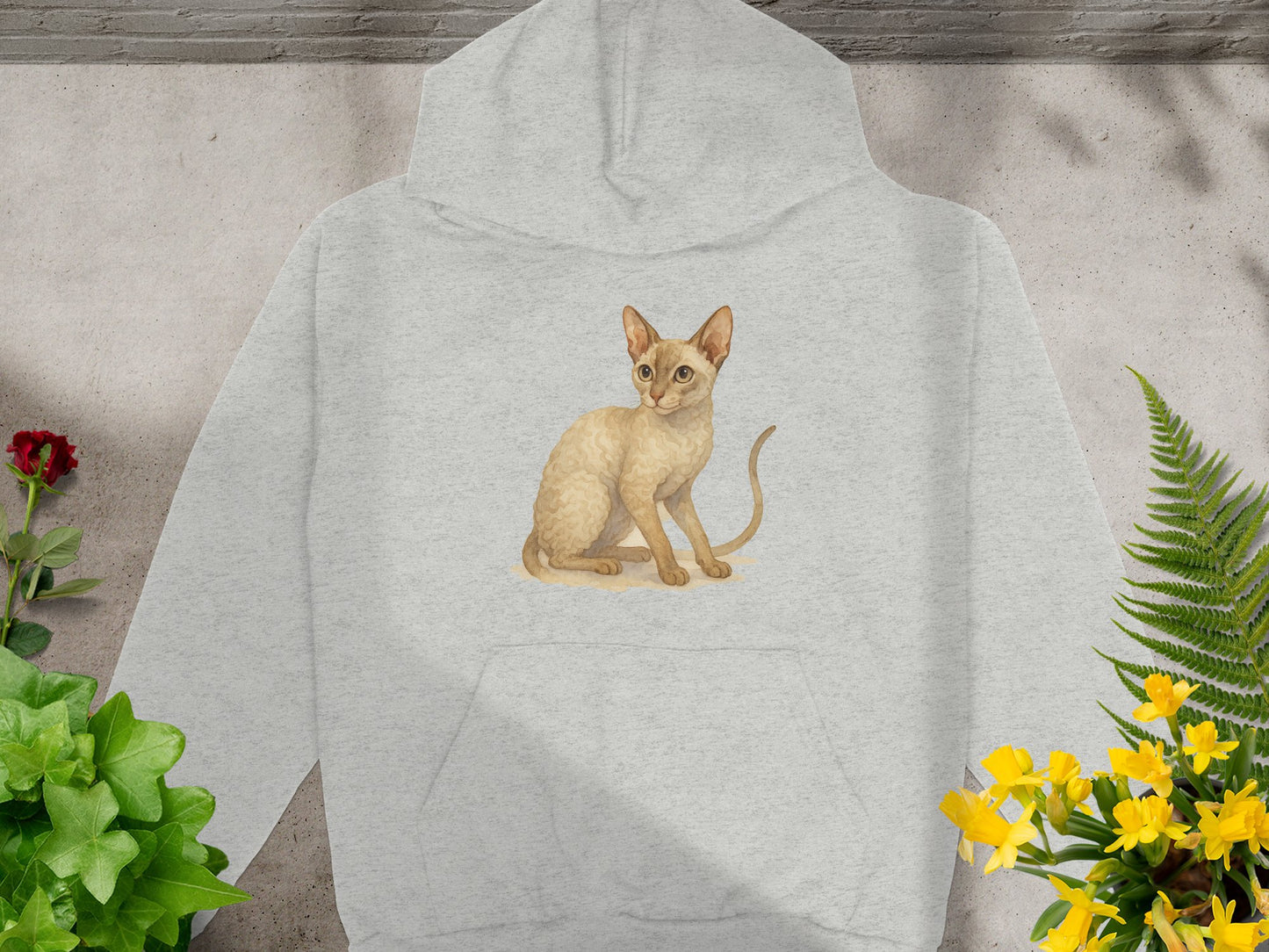 Stylish Grey Hoodie with Cute Cat Illustration product type