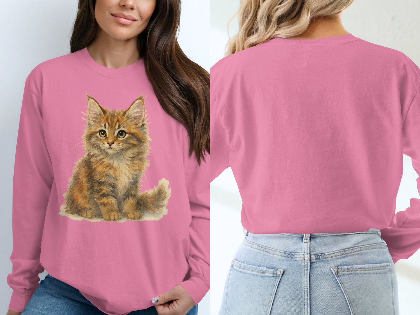 Cute Kitten Graphic Design Long Sleeve Shirt product type