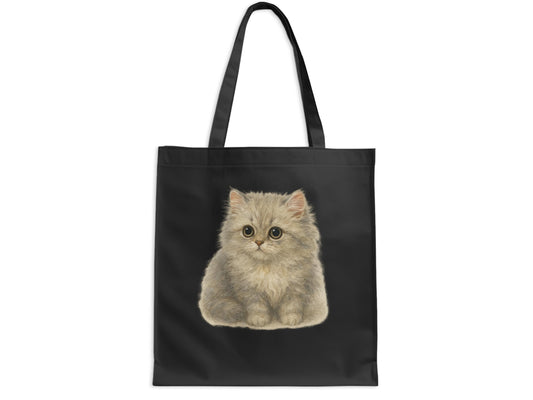 Adorable Gray Kitten Print Black Tote Bag product type