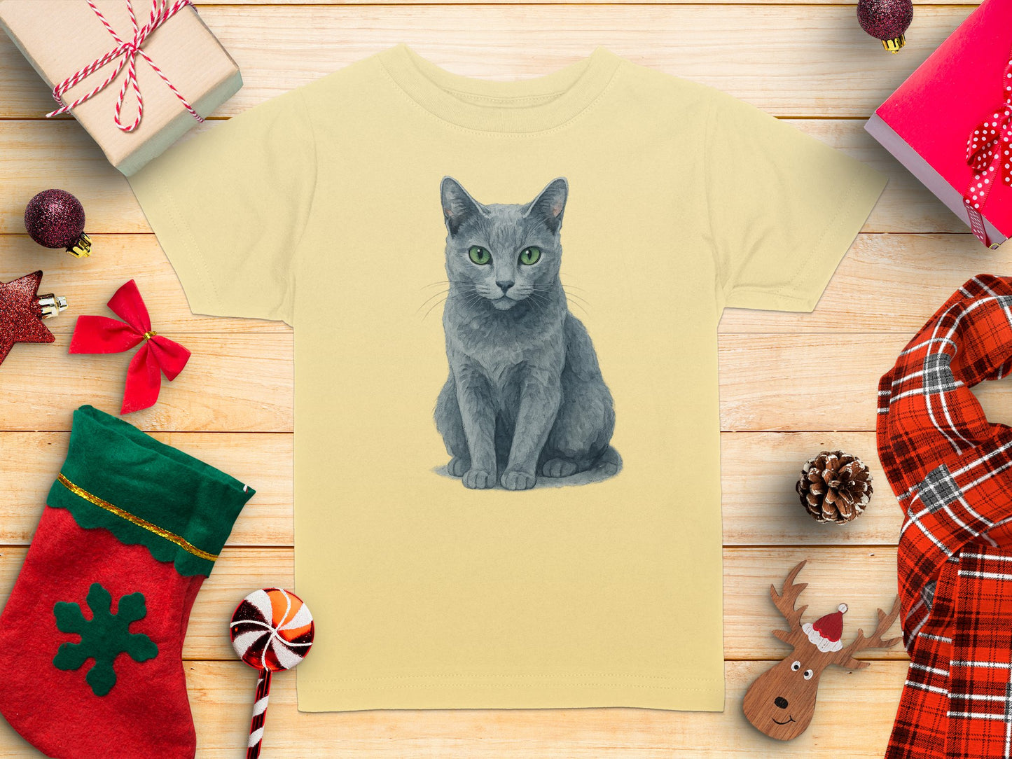 Festive Cat Design Kids' Christmas T-Shirt product