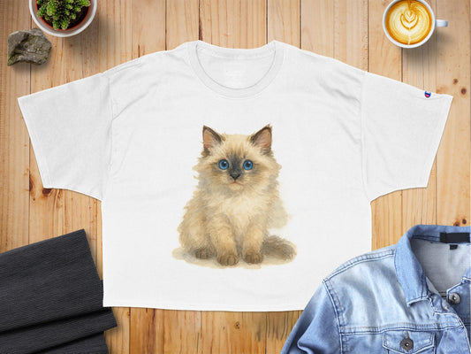 Fluffy Blue Eyed Kitten Graphic Tee shirt product type