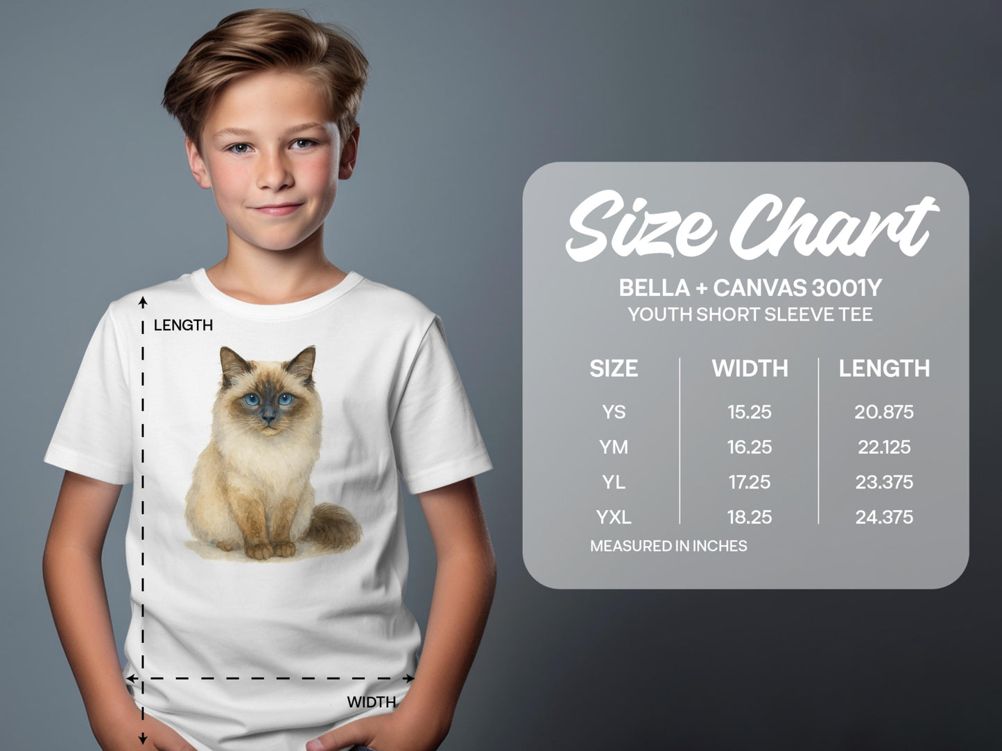 Youth Short Sleeve Tee with Cute Cat Graphic product