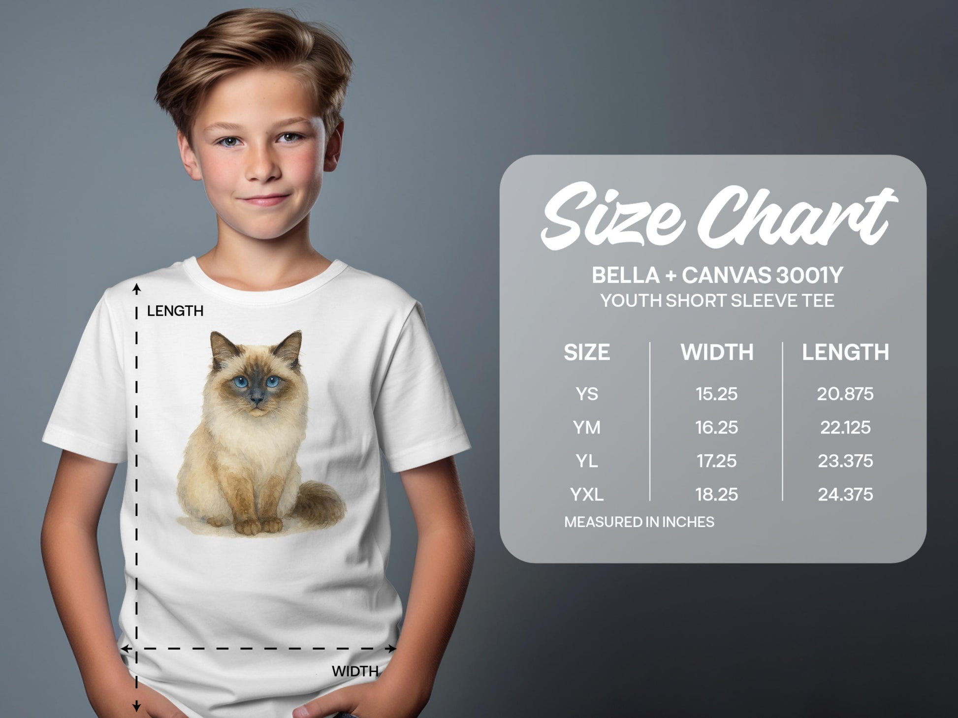 Youth Short Sleeve Tee with Cute Cat Graphic product