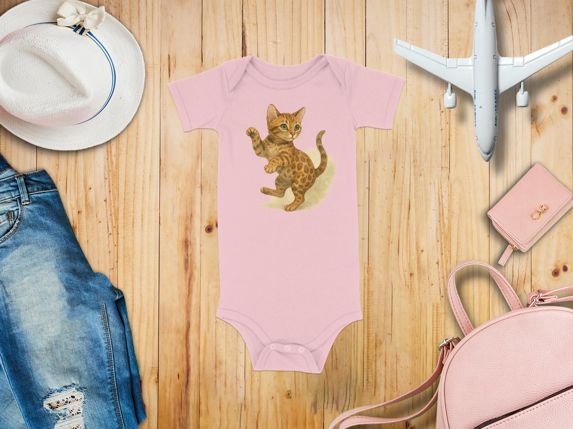 Cute Baby Leopard Printed Pink Baby Onesie product