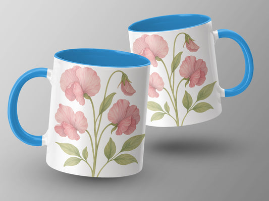 Floral Design White and Blue Mug product type