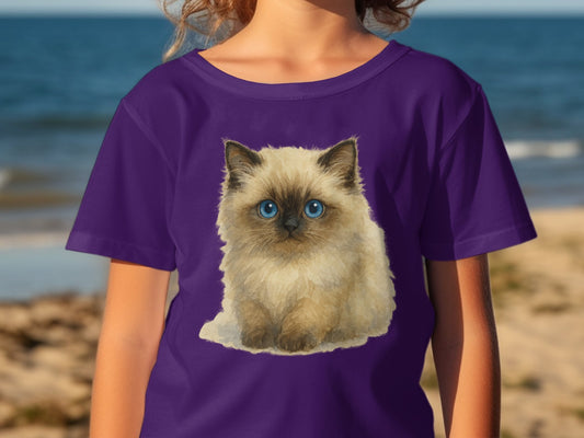 Cute Fluffy Kitten Design Vibrant Youth T-Shirt product type