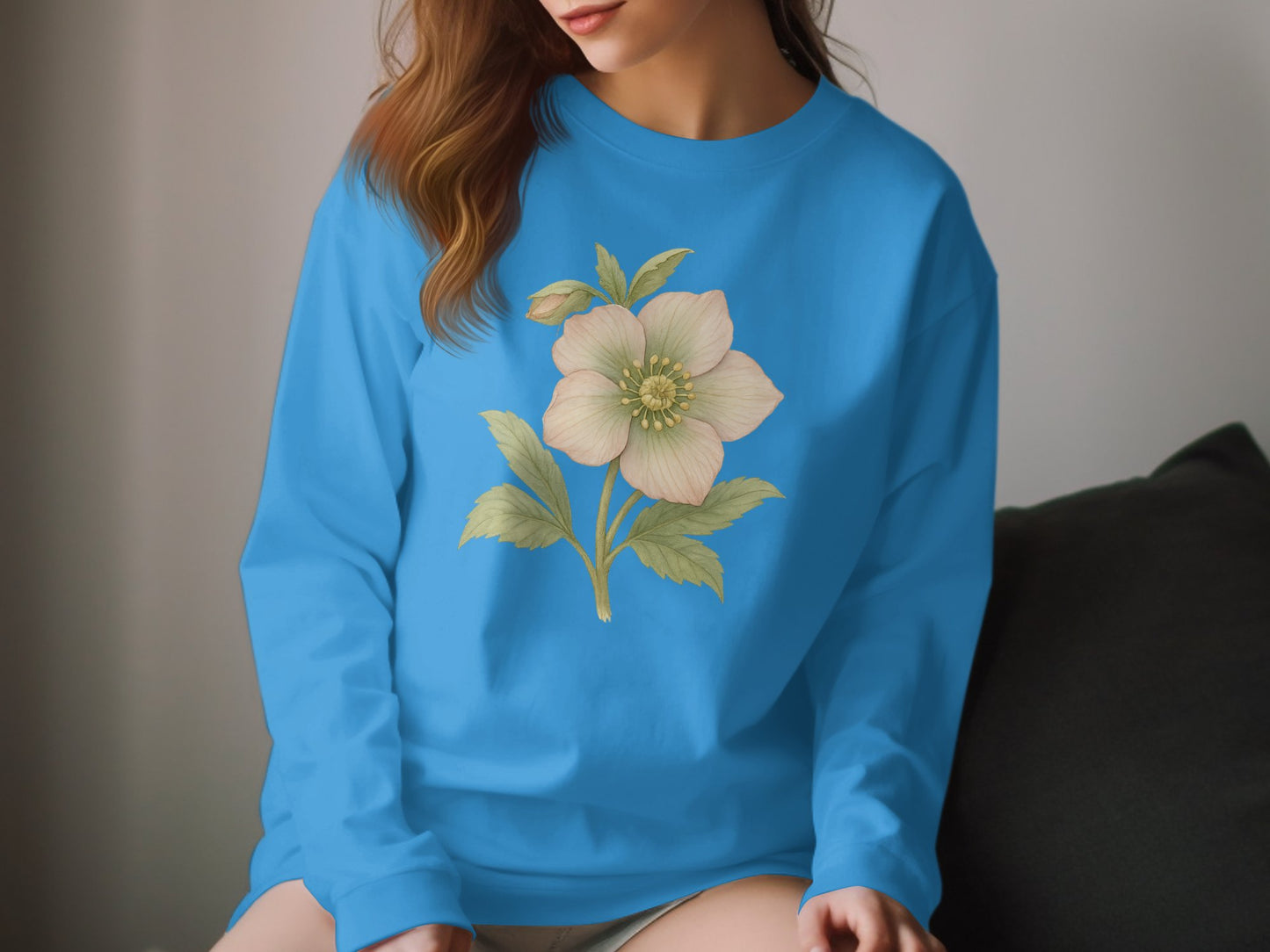 Floral Design Blue Casual Long Sleeve Shirt product type