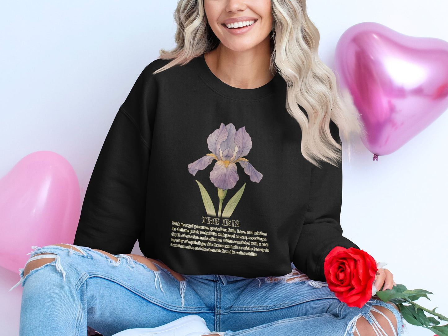 The Iris Black Sweatshirt Botanical Fashion product