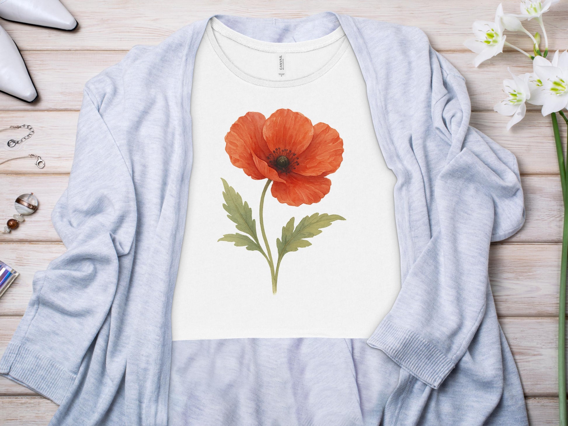 Orange Poppy Flower Graphic Printed Clothing product