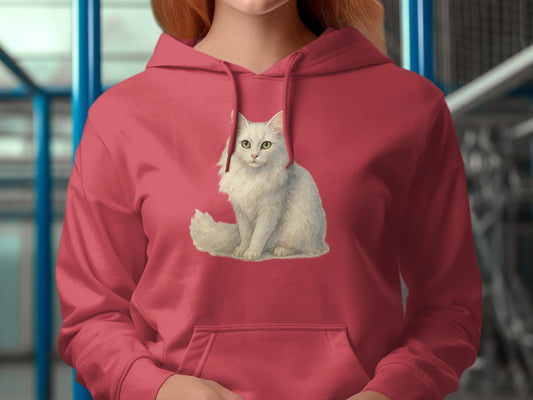 Cozy Hoodie with Fluffy White Cat Design product type