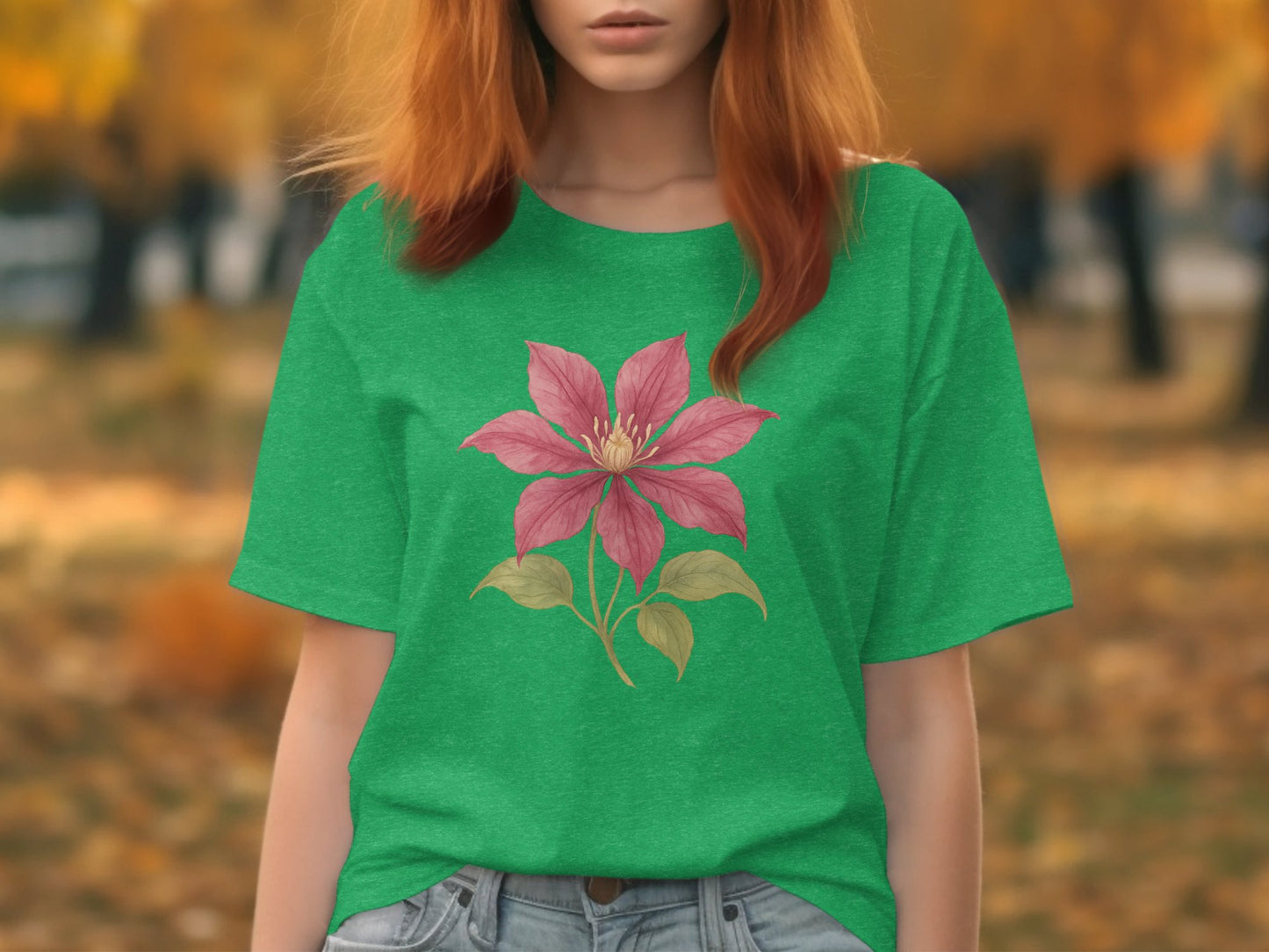 Beautiful Green Tee with Pink Flower T-shirt product type