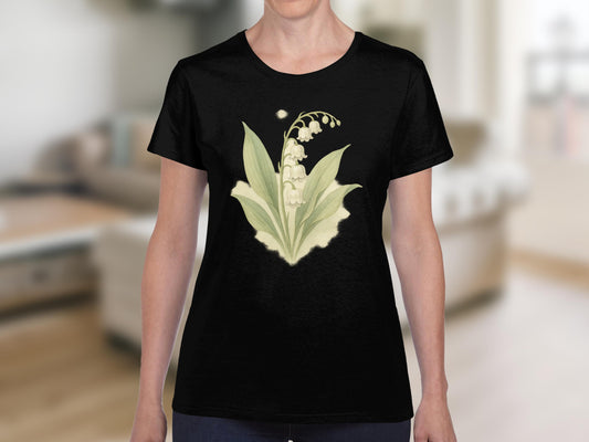 Elegant Lily of the Valley Black T-Shirt product type