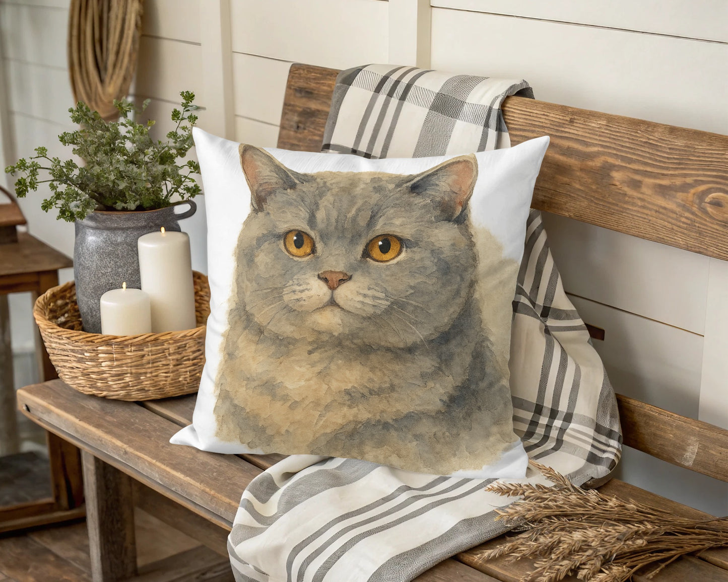 Charming Cat Portrait Decorative Throw Pillow product