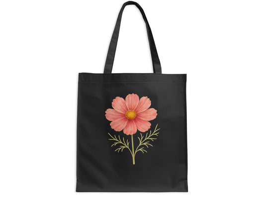 Beautiful Pink Flower On Black Tote Bag product type