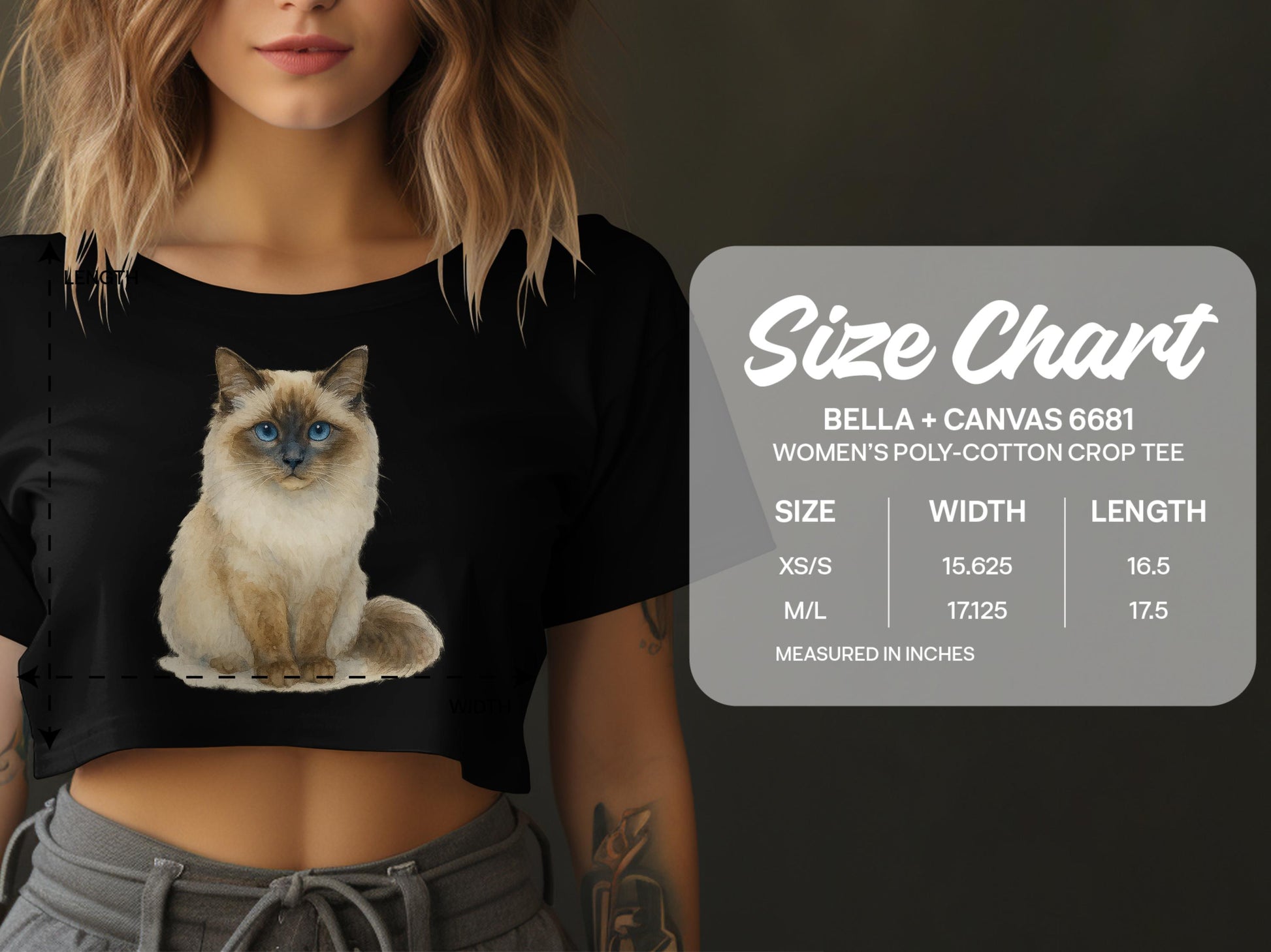 Bella Canvas 6681 Womens Cat Print Crop Tee product type