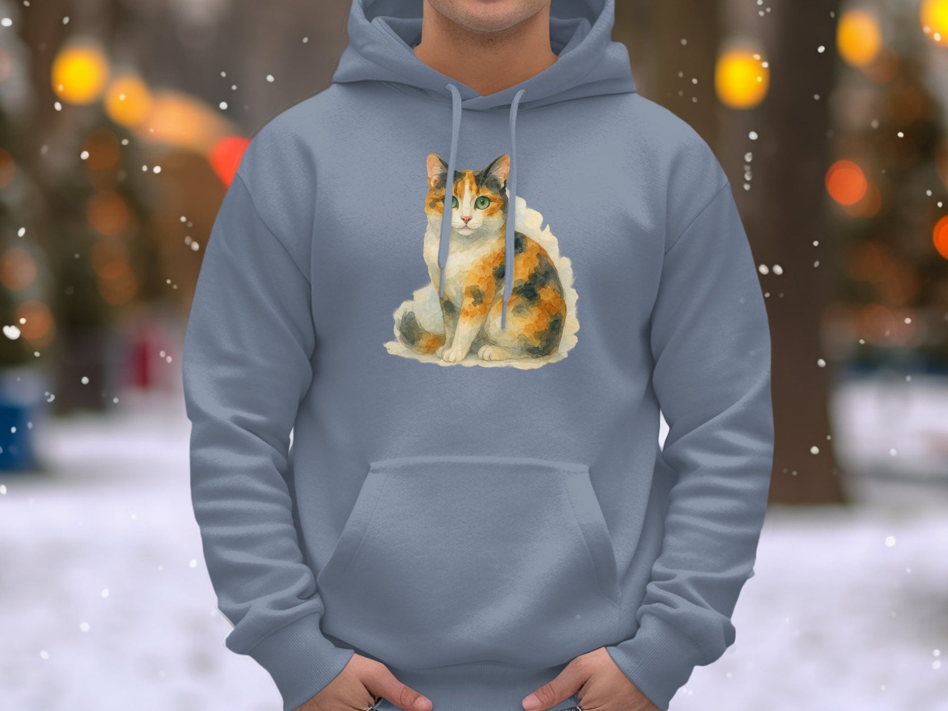 Cozy Hoodie with Cute Calico Cat Design Product