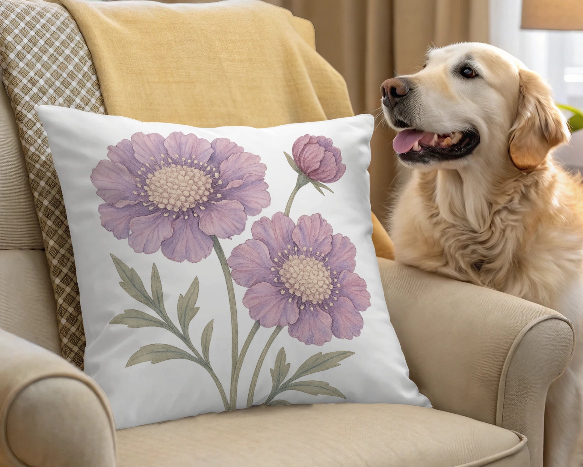 Beautiful Purple Floral Design Throw Pillow product